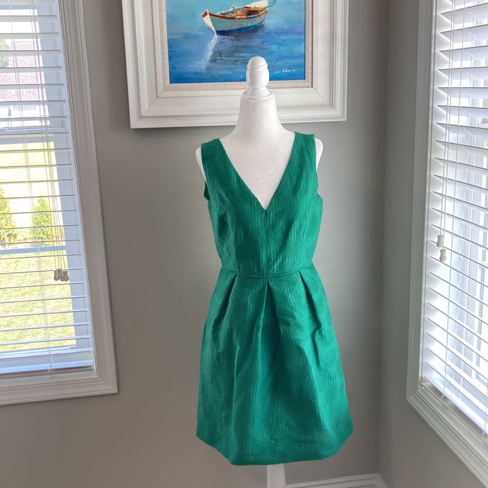 Jcrew Green Vneck Formal Midi Summer Dress Size 4